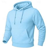 cheap Fleece Hoodie-Men's Hoodie Fleece Hoodie Fleece lined Hoodie Blue Apricot Black White Yellow Hooded Plain Kangaroo Pocket Casual Daily Sports &amp; Outdoor Polyester Streetwear Cool Sportswear All Seasons Clothing