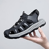 economico sandali da esterno-sandali sportivi beige da uomo: design comodo con rete traspirante, vestibilità regolabile per la spiaggia, le passeggiate e l'estate