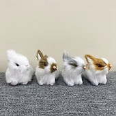 Недорогие Пасха-4 фигурки пасхальных кроликов ручной работы — универсальный праздничный декор для дома &amp;полка для демонстрации, неэлектрическая, без перьев, идеально подходит для Рождества, Хэллоуина, Хануки, Дня