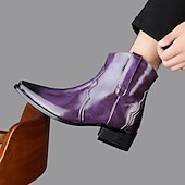billiga Kostymstövlar-lila ankelboots för män – modern högglansdesign med bekväm klack, perfekt för vardagskläder, kvällsutflykter och moderiktiga evenemang