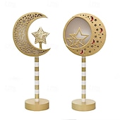 olcso Ramadan dekorációs fények-ramadan eid led dekoratív fényjelzés csillag hold vár beltéri hálószoba ünnepi hangulatú függőlámpa aa elemdoboz 30cm magasság