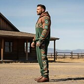 baratos Conjunto de Moletom 3D Masculino-Homens Tribal 2pcs Conjuntos de moletom 3D Moletom Moletom com capuz Manga Longa Calças compridas Com Capuz Estilo Étnico Casual Diário Roupa Esportiva Impressão 3D Primavera Outono Inverno Marron