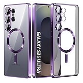 olcso Samsung-tokok-telefon Ügy Kompatibilitás Samsung Galaxy S26 Ultra Plus S25 S25 él S24 S23 S22 Plus Ultra Fekete tok Átlátszó Mágneses Ütésálló Retro TPU