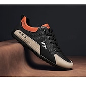 economico Scarpe Casual con Lacci-scarpe da ginnastica bianche da uomo, in mesh traspirante e pelle, comode scarpe da ginnastica con lacci per la corsa, la palestra e l'abbigliamento casual quotidiano