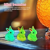 economico Pasqua-100 pezzi mini coniglietti pasquali in resina figure di conigli luminosi animali in miniatura ornamento per micro decorazioni da giardino delle fate riempitivi per uova di Pasqua bomboniere forniture