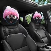 رخيصةأون أغطية الأثاث-2 قطعة من أغطية مسند رأس السيارة المطبوعة عليها قبعة عيد الميلاد المدهشة، ديكور السيارة، بدون حشو، سهلة التركيب والغسل، مناسبة للسفر لمسافات طويلة لتخفيف التعب، ديكور سيارة مضحك مثالي