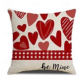 cheap Throw Pillows,Inserts &amp; Covers-Valentine's Day Heart Pillow Cover, Red Heart-Shaped Cushion, Cozy Throw Pillow for Sofa, Romantic Atmosphere Decor for Living Room and Bedroom