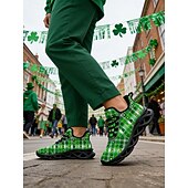  Мужские кроссовки ко Дню Святого Патрика – зеленые в клетку с клевером, идеально подходят для парадов и праздников.