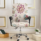 preiswerte Esszimmerstuhl-Abdeckung-Bürostuhlbezug, Hockerbezug, geometrisch bedruckter Polyester-Überzug, Stretch-Stuhlschutzbezug für Homeoffice und Wohnzimmer