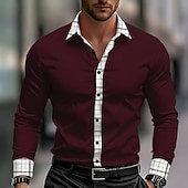 halpa Geometric Pattern-Miesten Geometrinen Ruudukko / Plaid Paita Button Up paita Rento kauluspaita Pitkähihainen Muoti rento ulko- Arkikäyttö Kevät Syksy Sänkyjen avaus 3D-tulostus kauluspaidat Sininen Musta Valkoinen