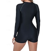 preiswerte One Pieces Rash Guards-Damen Anti UV Shirt Badeanzug Badeanzüge Patchwork Reißverschluss Ultraleicht (UL) UV Schutz Elastisch Langarm Bademode Surfen Schnorcheln Frühling