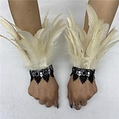 abordables Accesorios-Carnaval 2026 Accesorios de Samba del Carnaval de Río Muñequeras de Plumas Negras con Encaje - Pulseras Elegantes para Fiestas Gatsby Disfraz de Festival de Brasil