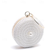 cheap Wallets-Women's Wallet Evening Bag Evening Bag Coin Purse Leather Party Wedding Party Pearls Solid Color Gold / White Almond