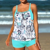 levne Surfovací tankiny a bikiny-Dámské Plavky Tankini 2 ks S potiskem Ultra lehký (UL) Ochrana proti UV záření Elastický Bez rukávů Plavky Surfování Šnorchlování Léto