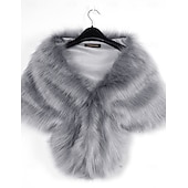 cheap Faux Fur Wraps-Faux Fur Wraps Women's Wrap Elegant Sleeveless Faux Fur Wedding Wraps With Pure Color For Party Fall