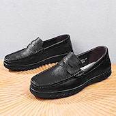 baratos Mocassins casuais-Mocassins masculinos leves e fáceis de calçar, em couro sintético respirável – calçado prático para uso casual, no escritório e no dia a dia.