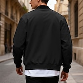 economico Giubbotti Casual-Per uomo Giacca Leggera Giubbotto bomber Giacca Casual Casuale Quotidiano Leggero Tasca Primavera Autunno Semplice Streetwear Elegante Colletto Mao Regolare Blu Nero Giallo Rosso Blu marino Giacca