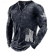 preiswerte Patriotische 250 T-Shirts-4. Juli 2026 250. Memorialtag Herren Designer Grafik Nationalflagge Henley Langarm T-Shirt Street