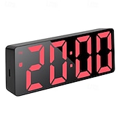 Недорогие Декоративные огни-цифровые часы, светодиодные зеркальные часы, большой зеркальный таймер с дисплеем, бесшумные светящиеся будильники с отображением даты и температуры, современный декор для дома, настольные украшения