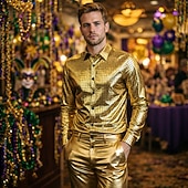 economico Cime-Disco Anni '80 Metallico Lucido Blusa / Camicia Mascherata Disco A quadri Costume Per uomo Costume di Carnevale Mascherata Festa / Sera Parata dell'Orgoglio Mese dell'orgoglio Adulti Camicia