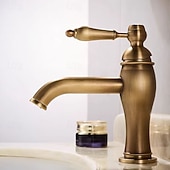 levne Koupelnové baterie-Koupelna Umyvadlová baterie - Klasické Starožitná mosaz Baterie na střed Jedna rukojeť, jeden otvorBath Taps