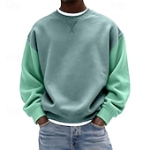 olcso Alap pulóverek-Férfi Pulóver Lóhere Világoskék Terített nyak Sima Kollázs Színes Hétköznapi Napi Sport &amp; Szabadtéri Utcai sikk Menő Sportruházat Minden évszak Ruházat Pulcsik Pulóverek Hosszú ujj