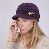  女性用 帽子 冬の帽子 防風 ウォーム アウトドア ストリート 日常 ニット ピュアカラー