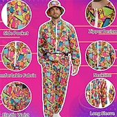 cheap Outfits-Retro Vintage 1980s Hip Hop Outfits Bag Accesories Set with Accessories Long Sleeves Disco Fancy Dress Men's Carnival Costume Halloween Carnival New Year Pride Parade Pride Month Adults Bag More