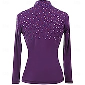 お買い得  フィギュアスケート用ジャケットとベスト-フィギュアスケート フリース ジャケット レディース ガールズ アイススケート ジャケット トップ パープル ストレッチ トレーニング 競技 スケートウェア 保温 暖かい クリスタル/ラインストーン 長袖 アイススケート フィギュアスケート