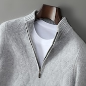 preiswerte Wollpullover für Herren-Hochwertiger Herrenpullover aus reiner Wolle und Kaschmir mit Viertelreißverschluss, klassischer Strickpullover, weich, warm und atmungsaktiv.