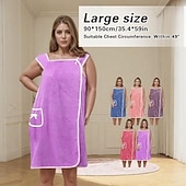 お買い得  浴室用ガジェット-プラスサイズの女性用ウェアラブルシャワースカート、厚手のコーラルフリースバスラップローブ、大人の女性用吸水性ウェアラブルタオルスカート、家庭用入浴シャワースパ用