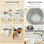 billige Kaffetilbehør-Elektrisk kaffekrus med LED-temperaturdisplay - betjening med ett trykk, 304 rustfritt stål, egnet for blanding av kaffe, melk, te og blandede drikker, ideell for kontor, hjem &amp;utendørs reisebruk