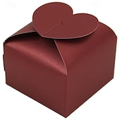 cheap Valentine's Day-50pcs Valentine's Day Wedding Theme Candy Gift Box Party Favor Boxes  Heart Decoration Box  Decorative Bow Finish Christmas Halloween