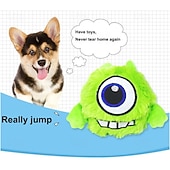 cheap Cat Toys-Pet Electric Bouncing Ball Plush Toy with Cartoon Animal Head - Vocal Vibration Dog Toy - Plush Squeak Toy - Dog Chew Toy
