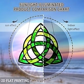 cheap St. Patrick's Day-St. Patrick's Day Sun Catcher, Large Celtic Knot Window Hanging Decoration, Painted Glass Effect in Green, Gold, Black &amp; Emerald