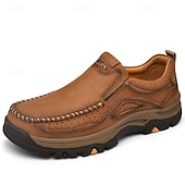 ieftine Pantofi casual slip-on-Teniși bărbătești maro din piele întoarsă și piele ecologică, cu design respirabil – încălțăminte sport și rezistentă, perfectă pentru activități în aer liber, alergare și ținute casual