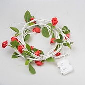 cheap Battery String Lights-1.8M 48 LED Beads Artificial Rose Vine String Lights, Waterproof with Timer, AAA Battery Box, Indoor/Outdoor Bedroom, Living Room, Garden, Party, Wedding, Holiday Decoration