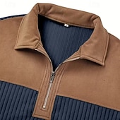 halpa Peruspuserot-Miesten College Pullover-huppari Quarter vetoketjullinen collegepaita Ribattu neulos Musta Armeijan vihreä Laivaston sininen Khaki Harmaa Pystykaulus Tavallinen Tilkkutäkki Textured Kausaliteetti