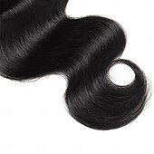 baratos 1 pacote de fios de cabelo humano-Cabelo humano brasileiro 1B # cor preta natural, ondulado, 1 pacote de 10 a 30 polegadas