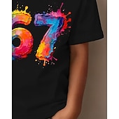 economico Umoristico 3D del Ragazzo-Cotone Bambini Ragazzi Nero Bianco Grafico Gergo divertente 67 Maglietta Blusa Girocollo Manica Corta All'aperto Abbigliamento Quotidiano Moda Streetwear Designer Stampa Estate