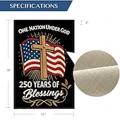 cheap America 250-US 250th Anniversary Blessings America 250 Garden Flag One Nation Under God Patriotic Cross Design Double-Sided Burlap Semiquincentennial Celebration 4th of July Independence Day