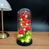 olcso Dekoratív fények-Üveg Rózsa Örökre Örök Kristály Virág Felkeltett Rózsák Üveg Dóm alatt Ajándékok Nőknek Anyának Nagymamának Feleségnek Nővérének
