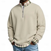 economico Polo classica da uomo-Per uomo Plaid Magliette Polo a Nido d'Ape Polo con zip Manica Lunga Magliette polo Colletto alla coreana Casual Scuola Athleisure Ferie Abbigliamento quotidiano Stampa 3D Polo con cerniera a un