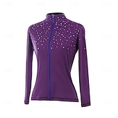 baratos Jaquetas e coletes de patinação artística-Jaqueta de lã para patinação artística Mulheres Para Meninas Patinação no Gelo Jaqueta Blusas Preto Rosa claro Roxo Com Stretch Treino Competição Roupa para Patinação Térmico / Quente Cristal / Strass