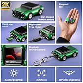 baratos Câmaras, Fotografia &amp; Vídeo-Câmera Mini Keychain - Câmera em Forma de Carro 2K HD - Câmeras Portáteis e Compactas Vintage - Gravador de Vídeo de Bolso para Viagem e Estudo Presente de Dia dos Namorados