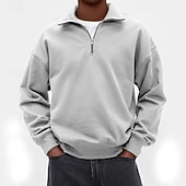 cheap Basic Sweatshirts-Men's Sweatshirt Pullover Hoodie Sweatshirt Quarter Zip Sweatshirt White Purple Standing Collar Plain Quarter Zip Casual Daily Sports &amp; Outdoor Streetwear Cool Sportswear Spring &amp;  Fall Clothing