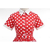 preiswerte Kleider-1950er Retro Vintage Rockabilly Knielang Swing-Kleid Ausgestelltes Kleid Kurze Ärmel Tupfen Tailliert und ausgestellt Kostüm Mädchen Karneval Valentinstag Lässig Heimkehr Retro-Mottoparty Kinder Kleid