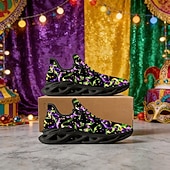 cheap Women's Shoes-Women's Mardi Gras Confetti Print Lace-Up Athletic Sneakers - Cushioned Comfort Festive Shoes for Carnival Parades, Street Celebrations, Daily Errands &amp; Summer Outdoor Activities