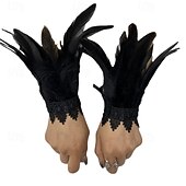 abordables Accesorios-Carnaval 2026 Accesorios de Samba del Carnaval de Río Muñequeras de Plumas Negras con Encaje - Pulseras Elegantes para Fiestas Gatsby Disfraz de Festival de Brasil