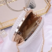 cheap Wallets-Women's Wallet Evening Bag Evening Bag Coin Purse Leather Party Wedding Party Pearls Solid Color Gold / White Almond